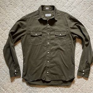 Taylor Stitch Olive Green Glacier Western Shirt, Medium